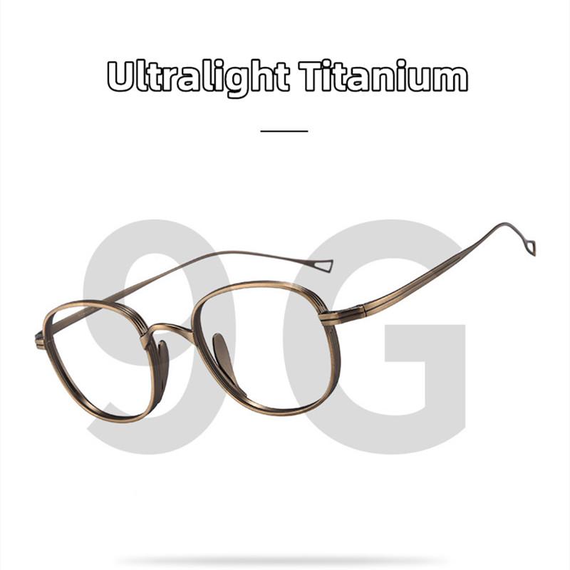 Pure Titanium Brand Design Glasses Frame Men Retro Round Prescription Eyeglasses New Vintage Photochromic Reading Glasses
