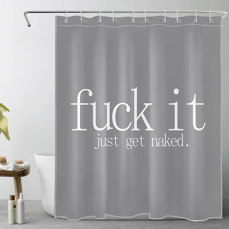 LB Fuck IT Get Naked Shower Curtain Black and White Funny Shower Curtains for Bathroom Decor Waterproof Polyester Fabric 60x72 inch Bathroom Set with
