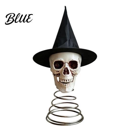 Versatile Halloween Tree Topper Witch Hat Skull Topper Gothic Skeleton Figurine for Party Atmosphere Prop Decor Spooky Festive Home Ornament Trick