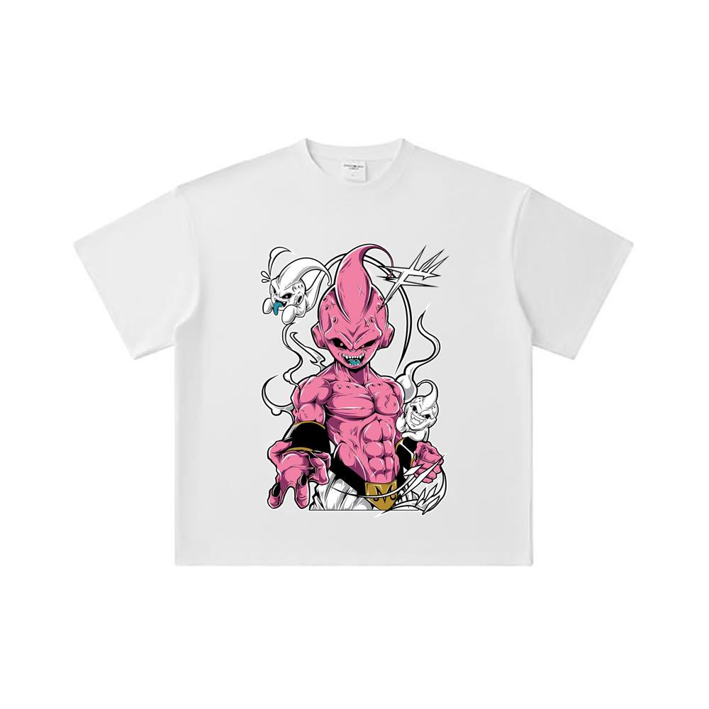 260 GSM Double Yarn 32 Count 100% Cotton Dragon Ball V12 Majin Buu Print Unisex Heavy Cotton T Shirt