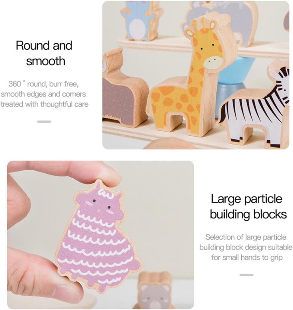 Kids Montessori Wooden Balance Toy Learning  Education Memories Animal Shape Stacking Toys for Preschoolers Fine Motor Skills