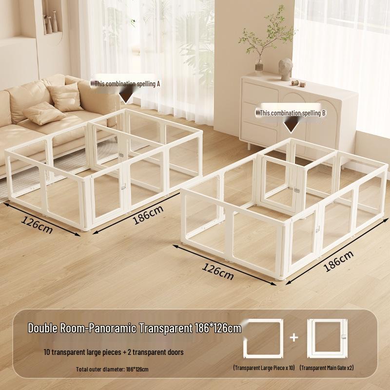 Gard Interior din Acril Transparent pentru Câini Mici - Incintă de Siguranță & Casuță pentru Câini