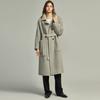 ELLE Solid Color Lapel Single-Breasted Mid-Length Long Sleeve Coat Women Coats Gray EN36131