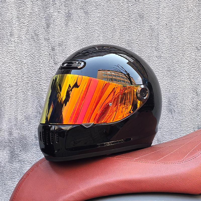 Motorcycle Retro Full Helmet Men's Winter Personality Cool Women's National Tide Race Cruise Retro Car Helmet Universal In All Seasons