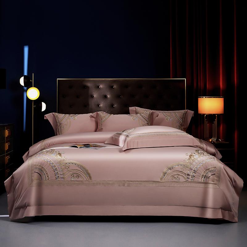 Premium 1400TC Egyptian Cotton Luxury Embroidery Bedding Set Queen King Size Duvet Cover Flat/Fitted Bed Sheet Pillowcases 4Pcs