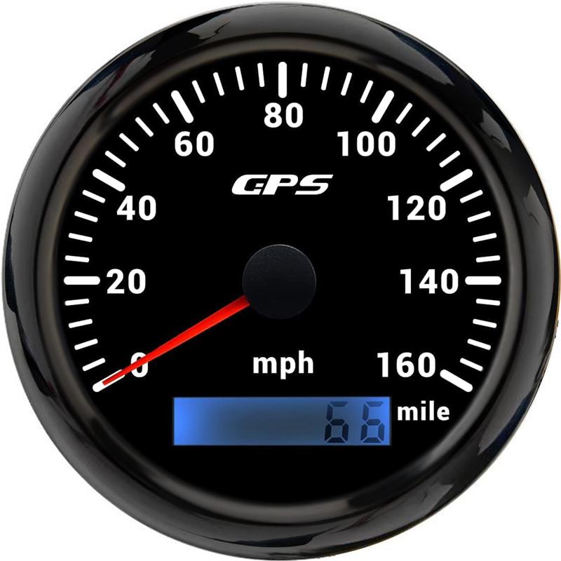 ELING 85mm (3 3/8'') Speedometer GPS 30 60 120 200 Km/h MPH 80 160 MPH Odometer with 7 Colors Backlight for Motorcycle Yacht