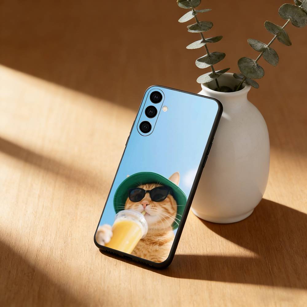 Cute Cool Sunglasses Cat  Phone Case For Samsung Galaxy A91,80,73,72 ,71,53,52,32 ,31,22,21s,20,Soft Black Case