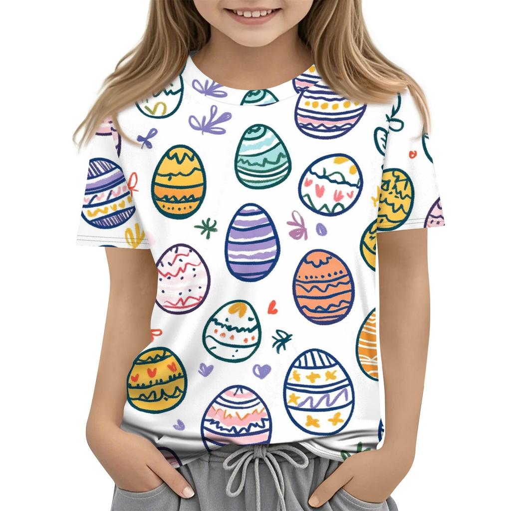 Dětská móda Ležérní tričko s krátkým rukávem s velikonočním potiskem a kulatým výstřihem