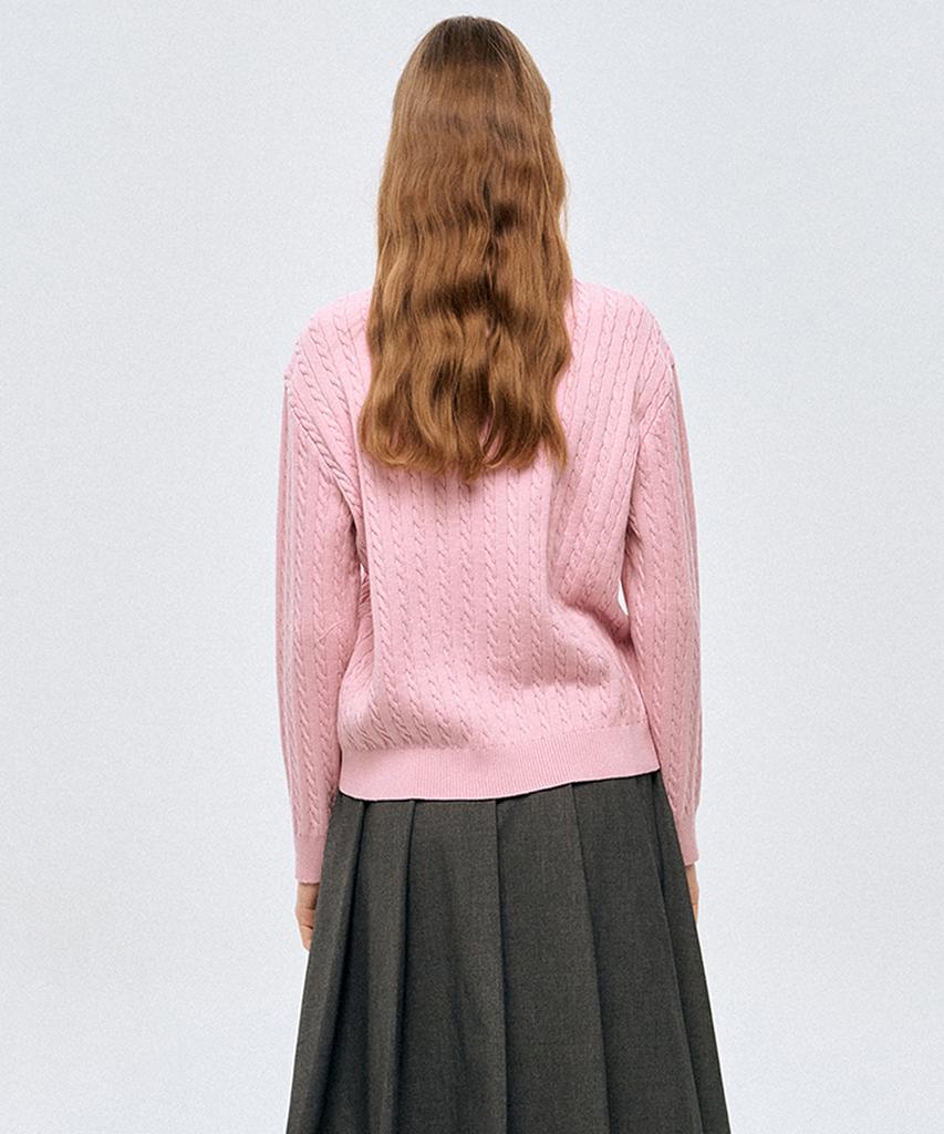 LESONNET Duke Cable Knit Pullover Pink