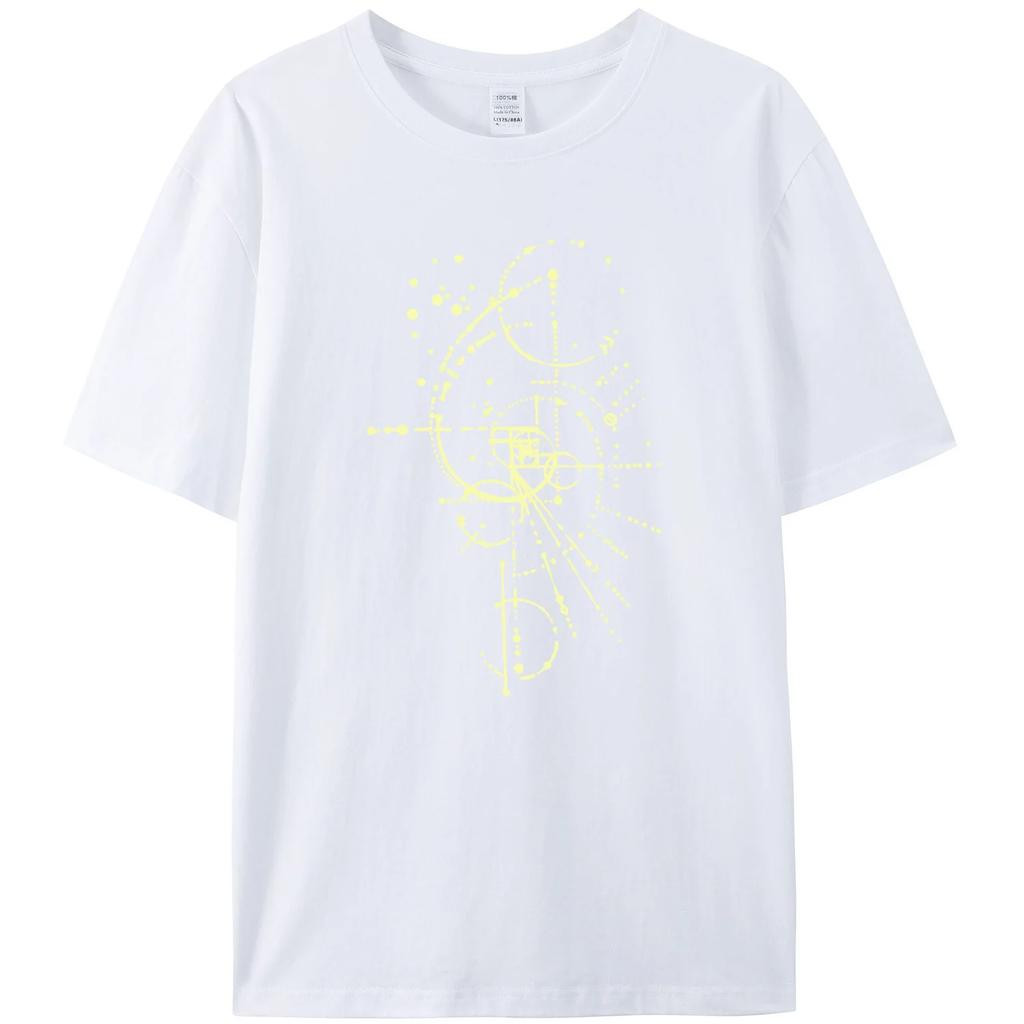 Men's gold Fibonacci rectangular printed 100% pure cotton short-sleeved casual T-shirt