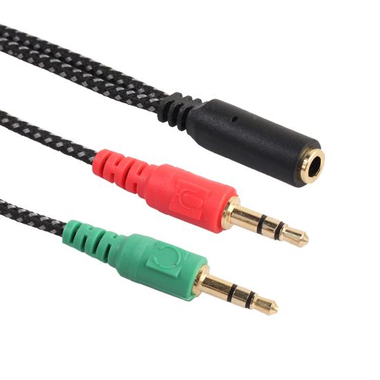 3.5mm 2 Male 1 Female Jack Plug to Audio Mic Headset Splitter Adapter