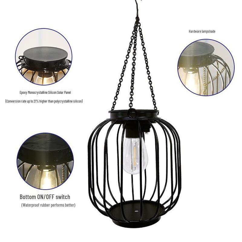 Solar Powered Iron Art Hanging Lantern