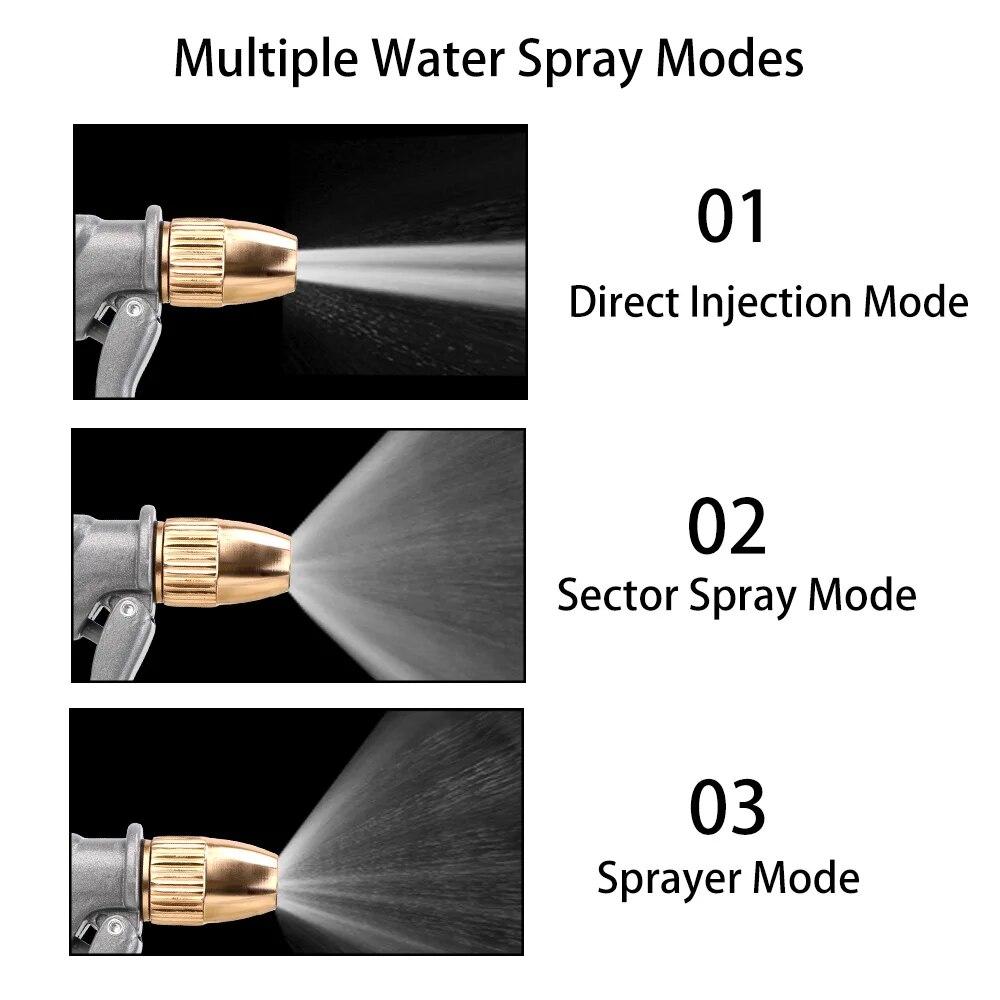 Adjustable Spray Modes Spray Watering Nozzle Sprinkler Car Wash Gun High Pressure Portable Metal