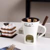 130ML European Candle Cup Cheese Chocolate Melting Ceramic Mug Heating Food Ceramic Mug with Fork Creative Coffee Mug Tableware