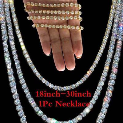 Catena Tennis Diamante Hip-Hop Europea & Americana Collana & Bracciale per Uomo & Donna - Gioielli Trendy, alla Moda