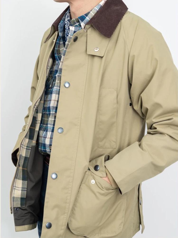 Unisexová britská retro lovecká větrovka s manšestrovým límcem