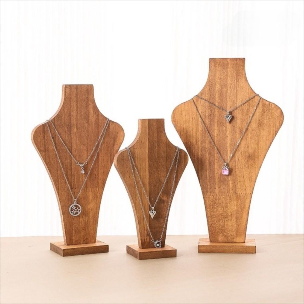 Hanging Shelf Necklace Display Stand Walnut Wood Mannequin Necklace Display Rack Jewelry Rack