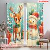 2pcs,2D Plane Printing Curtain Fabric Cute Deer Snowman Christmas Gifts (3) Polyester (without Rod) Room Decor Perfect for