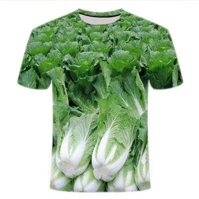 Verano Hombres 3D Estampado Manga Corta Patrón Frutas y Verduras Moda Creativo Casual Hip Hop Suelto Personalidad Cuello Redondo Tops