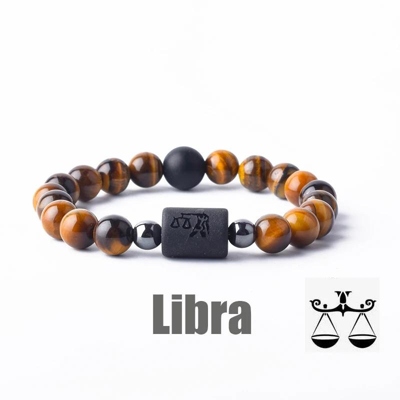 Pulsera con Colgantes de Constelaciones de los 12 Signos del Zodiaco para Hombre Mujer Multicapa Pulsera de Ojo de Tigre Regalo de Amistad Sagitario Acuario Leo