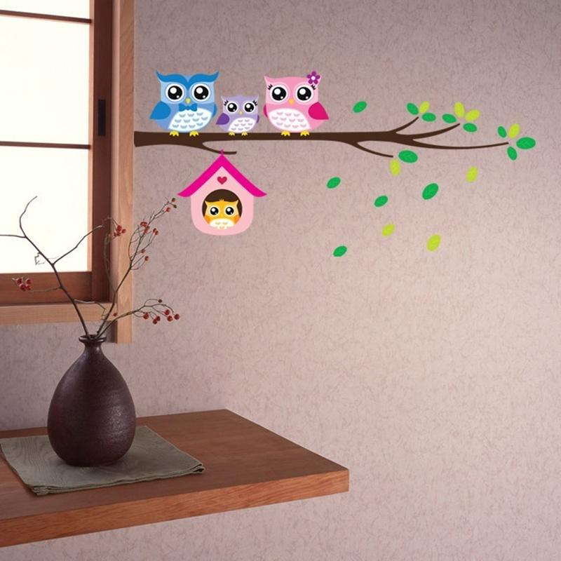 Owls Branch Wall Sticker Removable Family Vinyl Mural Bedroom Nursery Decor Decal