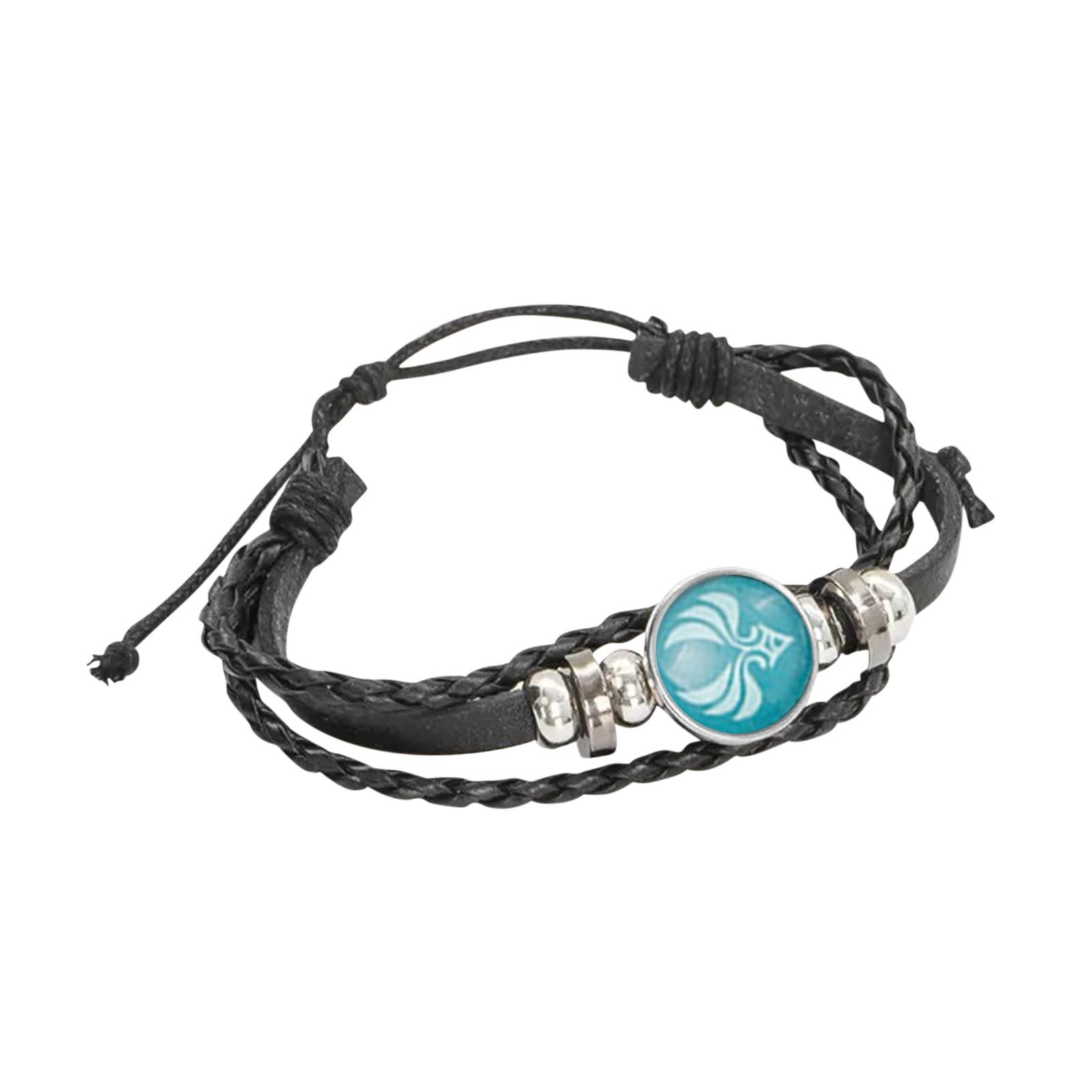 

Мужской винтажный черный браслет с головой волка, плетеный вручную из кожи One Size