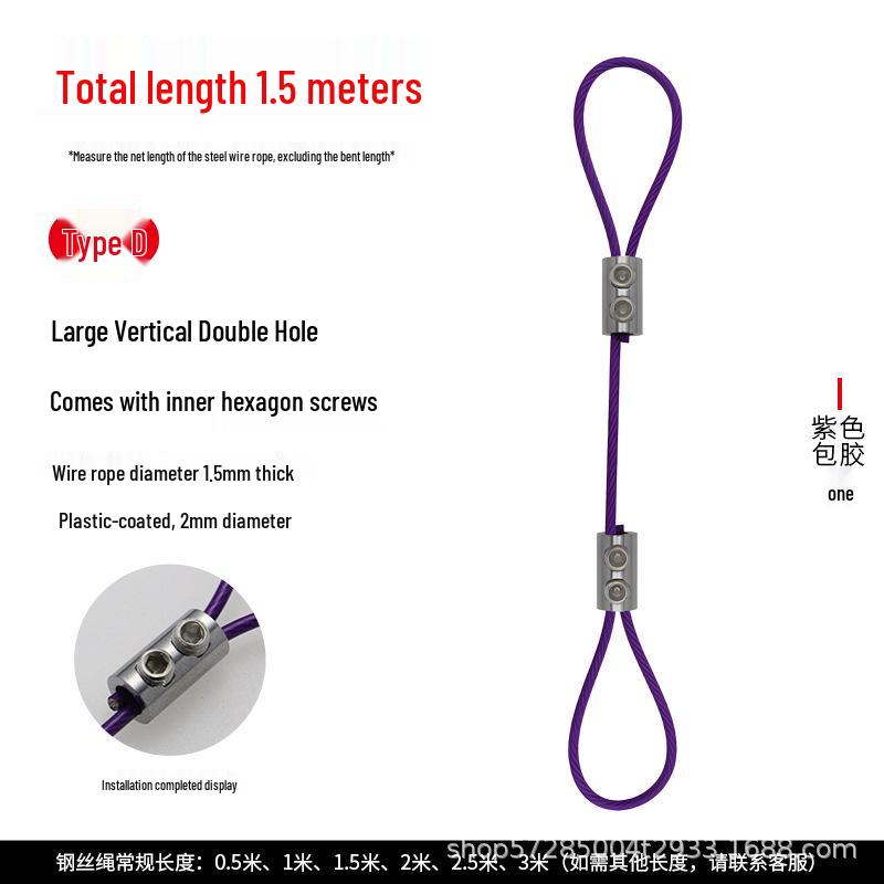 Adjustable Steel Wire Rope with Plastic Coating - Light & Picture Hanging System with Lock Buckle