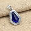 Blue Sapphire Gemstone Lab-Created Gemstone 925 Sterling Silver Jewelry Pendant