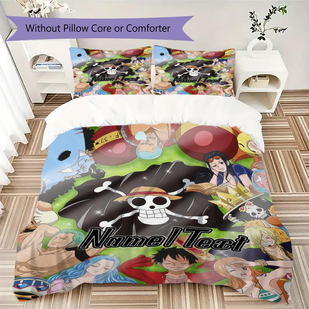 Anime One Piece Digital Print Duvet Cover Set, 3Pcs Soft Bedding, Extra Large Size Gift -HYQ2