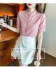 Summer 2024 Women's Stand-up Collar Retro Jacquard Cotton Shirt