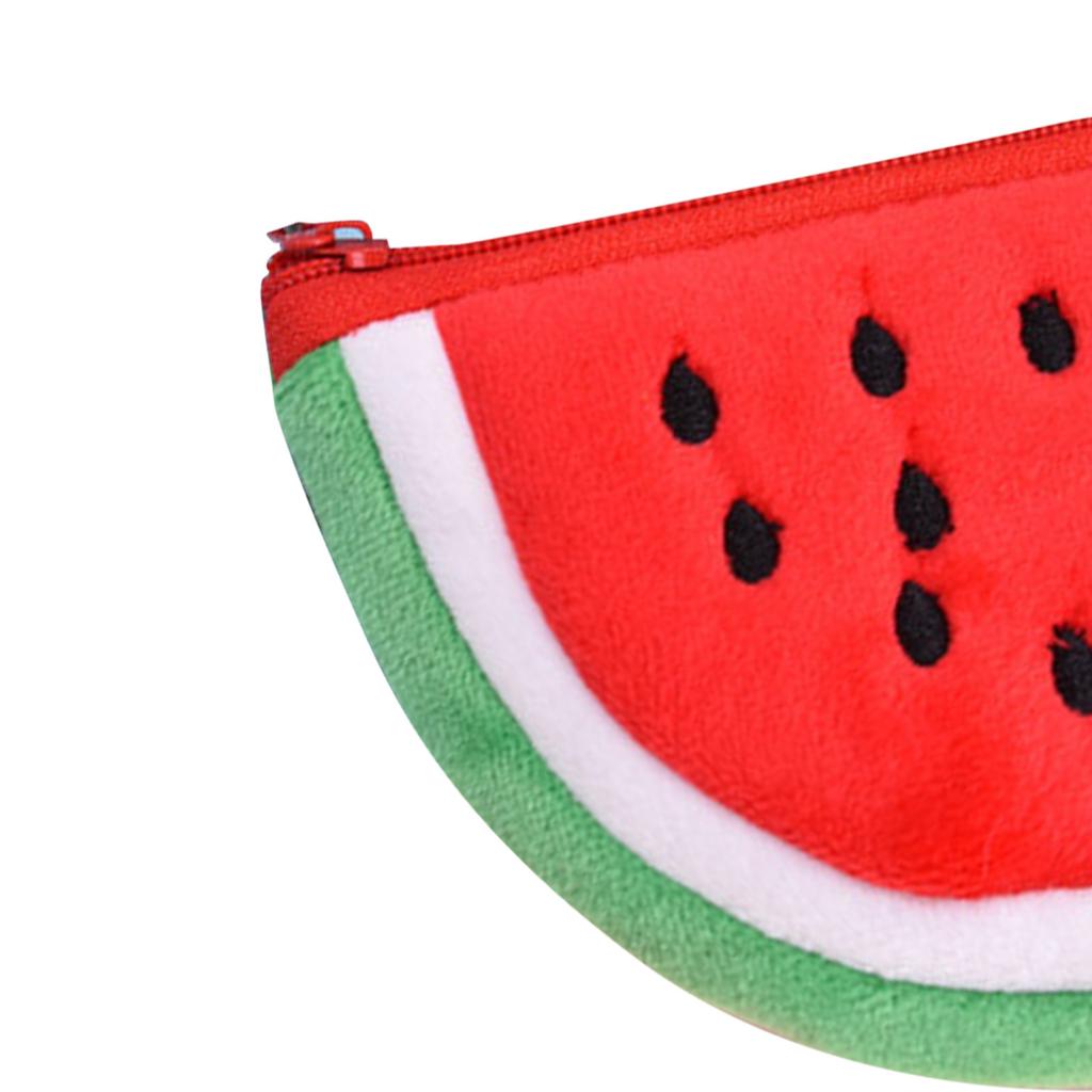 Watermelon Change Pouch Cute Fun Design Soft Plush Mini Purse for Lipsticks Earbuds Charging Cable