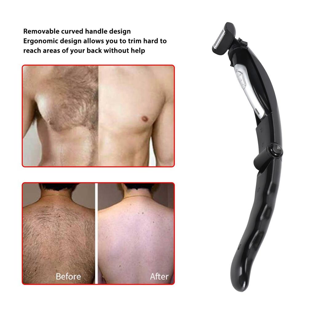 Back Trimmer for Men Extreme Reach Removable Handle Power Burst Wet Dry Use Men Back Groomer Back Trimmer for Men
