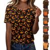 Women's Casual Halloween Printed Short Sleeve T-Shirt for Fashion Party Wear