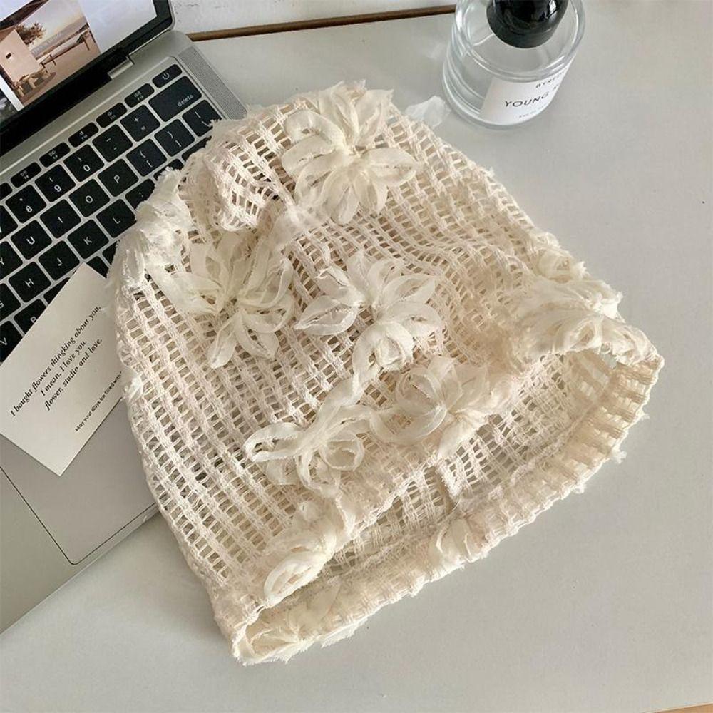 Breathable Beanies Hat Y2k Lace Skullies Hat Korean Fashion Beret Cap  Women Girls