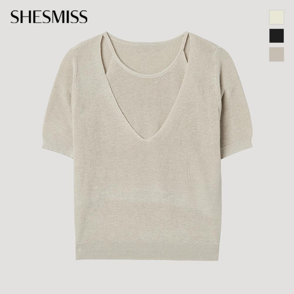 [ShS S miSS] Tricot cu mânecă scurtă stratificat Sakpop23010