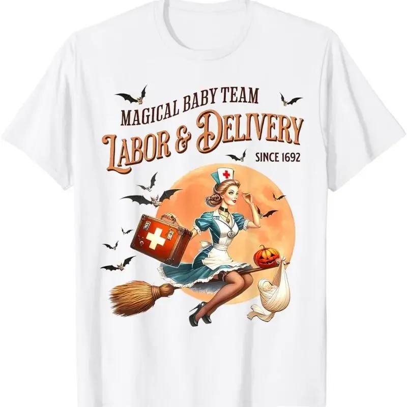 Magical Team Delivery Nurse Halloween Witch Graphic TShirt S
