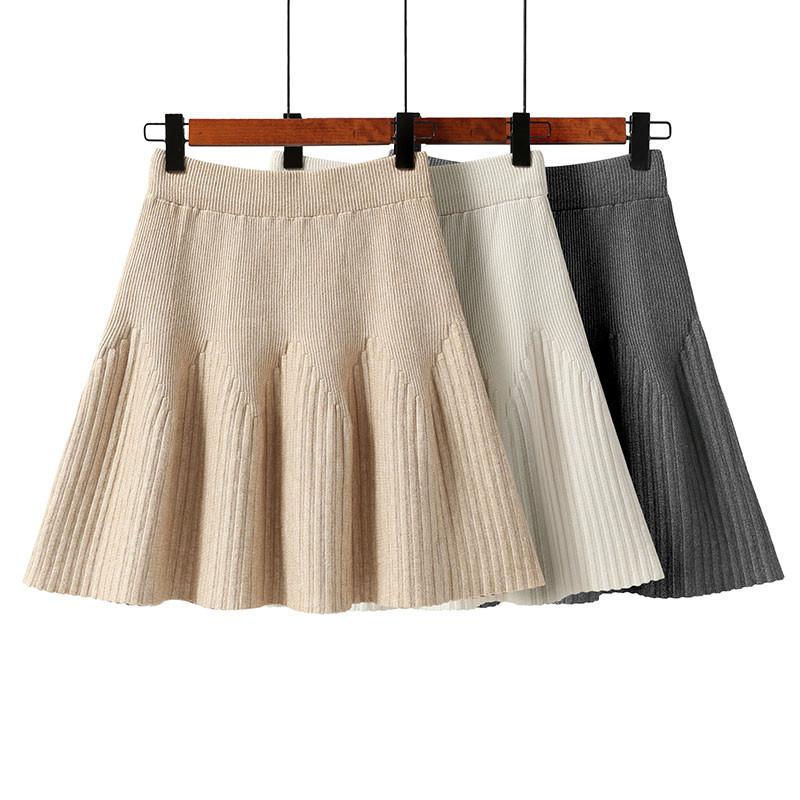 Women's Knitted Short Skirt A-line Knitted Skirt High Waist Knitted Skirt Autumn/Winter
