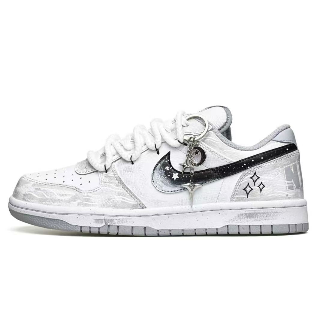 

Nike Big Workwear Vintage Luxury Niche Leather Lightweight Breathable Low top Skateboard Shoes Unisex White Moon Gray 355152-106(Team1188-) 44