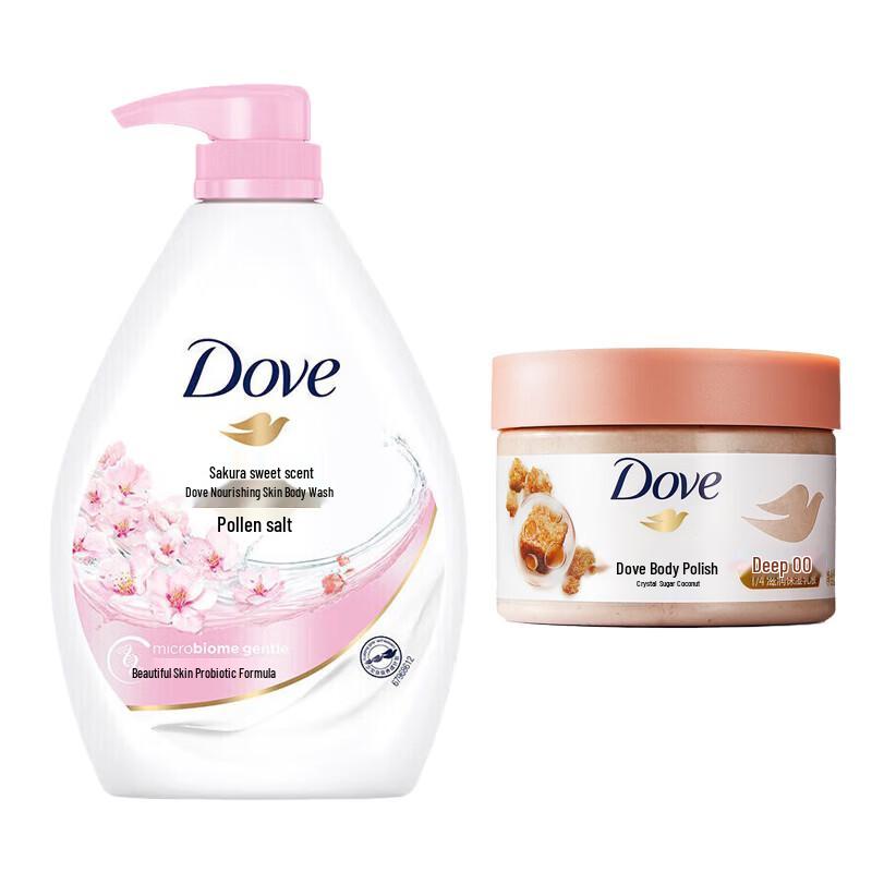 Dove Cherry Blossom Body Wash & Coconut Sugar Scrub Duo Set