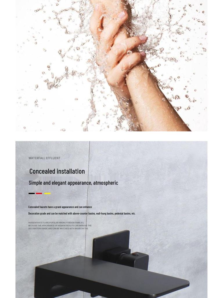 All-Copper Concealed Wall-Mounted Waterfall Basin Faucet (Hot & Cold)