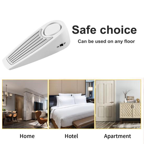 Dörrstopplarm med portabelt lås 125dB Anti-halk framdörrskydd Gummi Säkerhetsdörrkil för hemresor