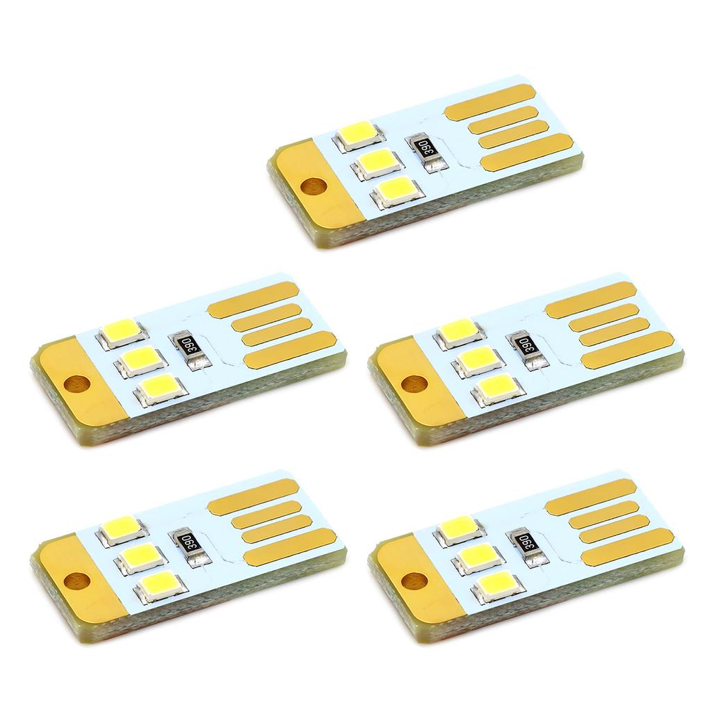 5Pcs Mini Pocket Card USB Power LED Keychain Night Light 0.2W USB LED Bulb Book Light for Laptop PC Powerbank