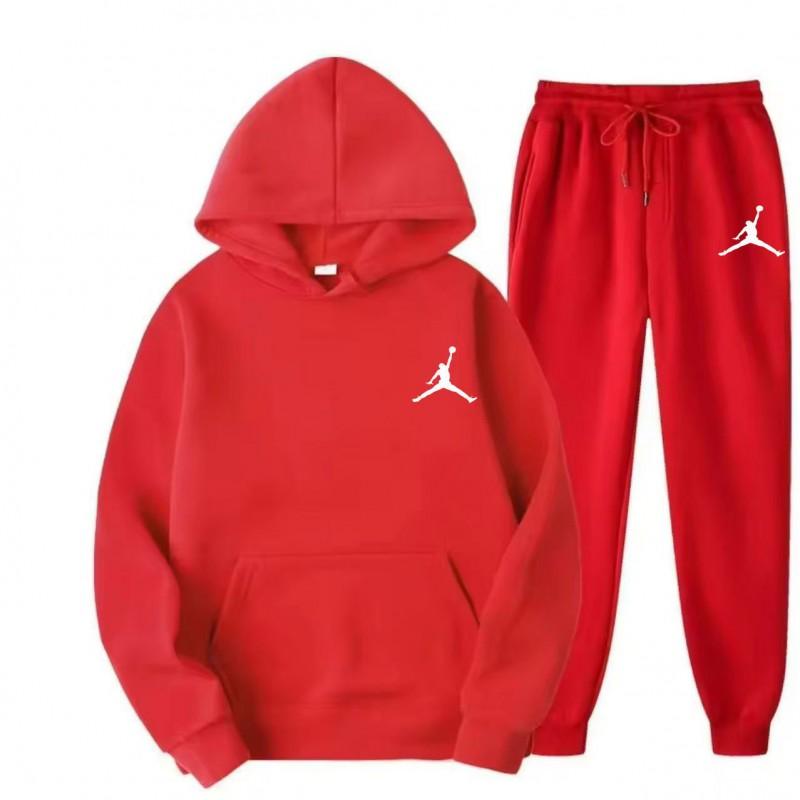 Unisex Kapuzenpullover Set Langarm Pullover Hose Freizeit Sportbekleidung Small rot