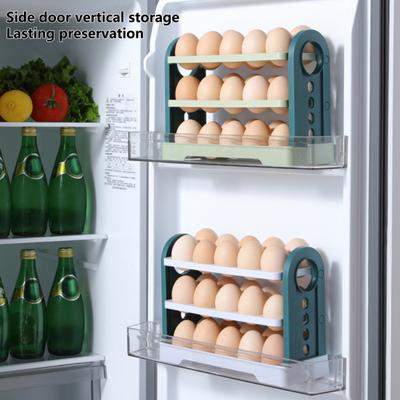 Egg Holder High Capacity Flip-up Design Space-saving with Carrying Handle 3 Layer Fresh-Keeping Refrigerator Egg Tray Kitchen Accessories
