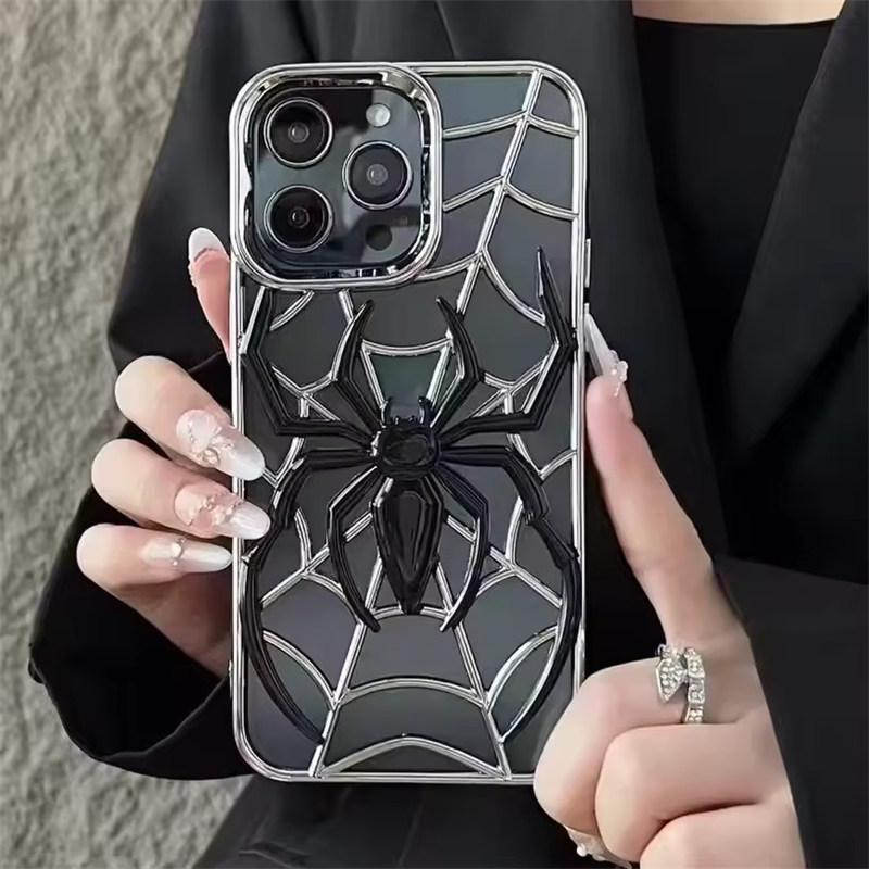 Fashion Hollowed-out Spider Cover For iPhone 16 Pro Max Heat Dissipation Breathable Case For iPhone 15 Pro 14 13 12 11 Soft Cass