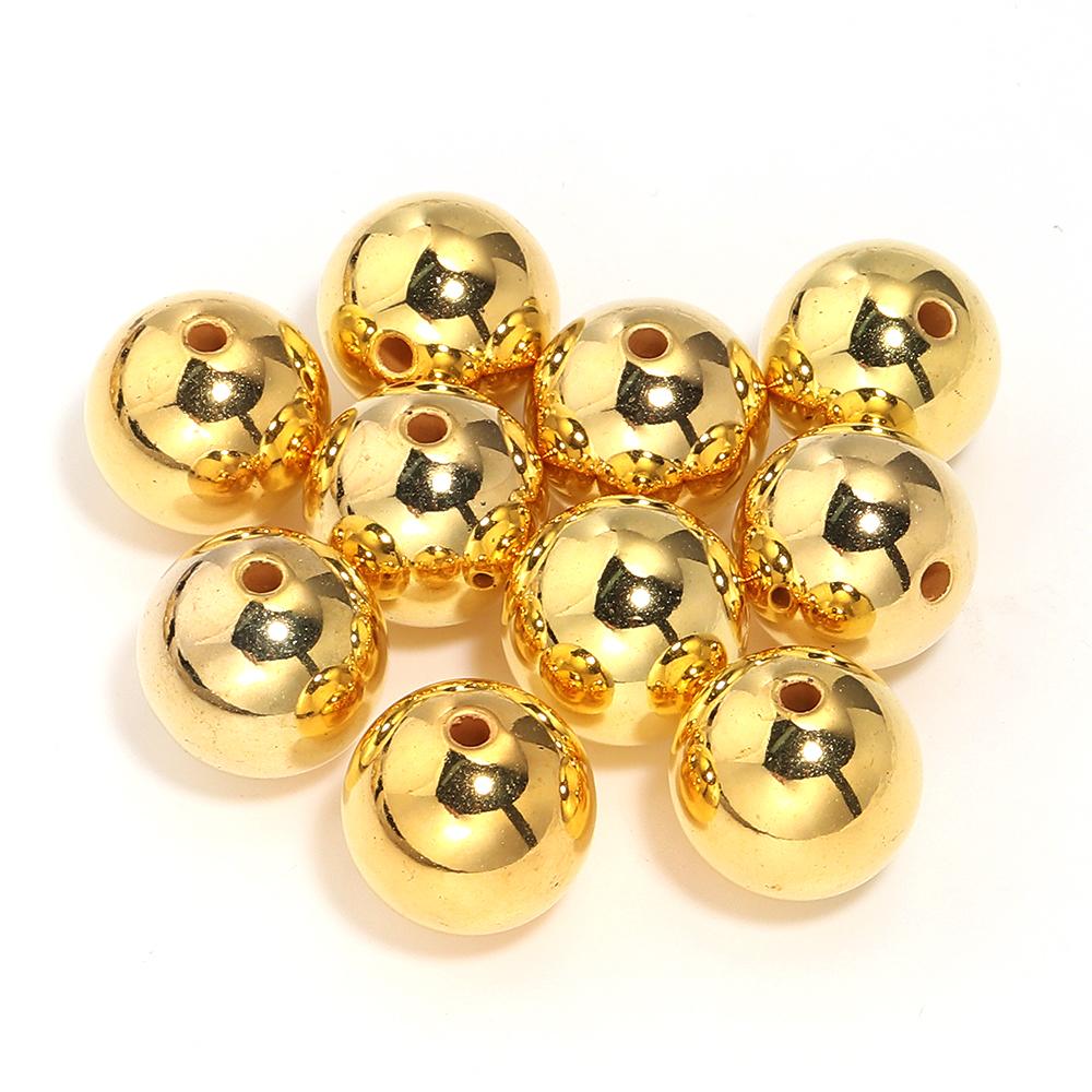 10-1000pcs ABS Imitation Pearl Beads 3-20mm Gold Round Loose Spacer Beads For DIY Jewelry Making Bracelet Necklace Acessories
