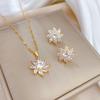 Micro-Inlaid Necklace Earrings Set Light Luxury Rotating Flower Personality Temperament Banquet Earrings Item Combination