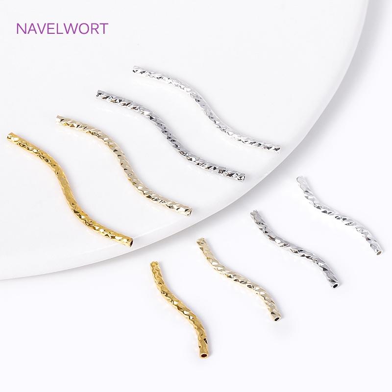 18K Gold Plated Brass S Shape Curved Tube Metal Twisted Tube Beads Connector DIY Necklace Jewelry Making Accessories Wholesale