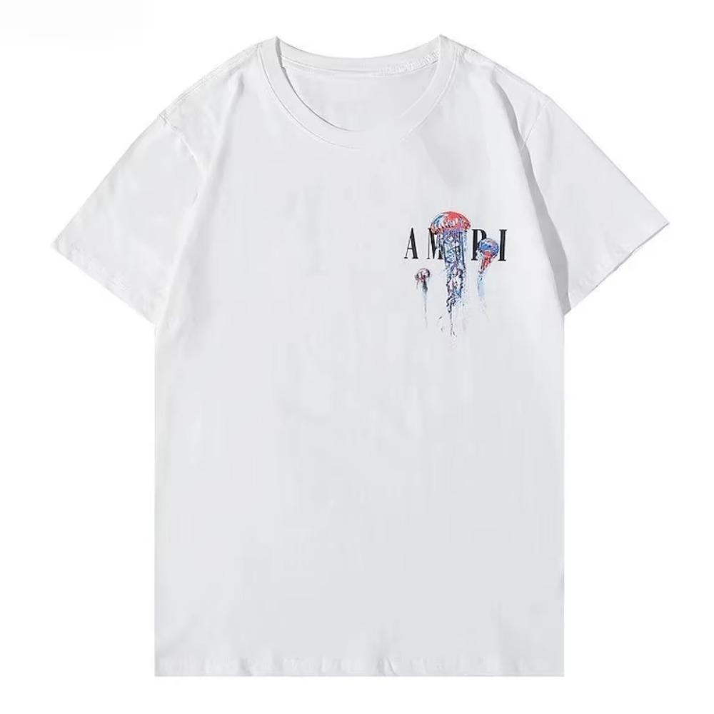 New Fashion AM Fashion Short Sleeve Round Neck Bright Print Casual Hip Hop High Street Half Sleeve T-shirt for Men and Women