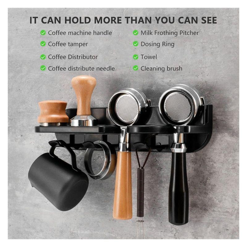 AEE4-51Mm Coffee Set Portafilter Storage Wall Rack Self-Adhesive Wall Mount Espresso Coffee Filter Holder Easy Install Easy To U